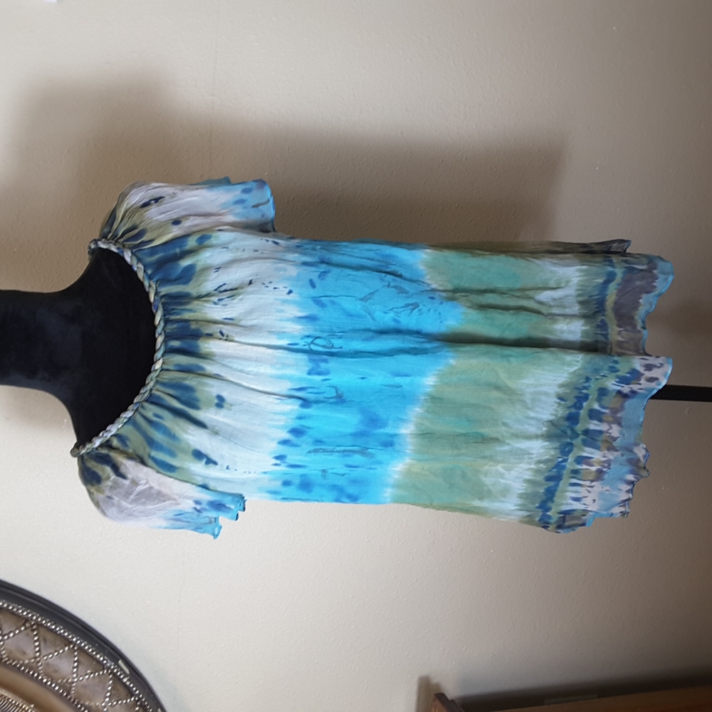 Blue Velvet Tie Dye Silk Blouse Sz L